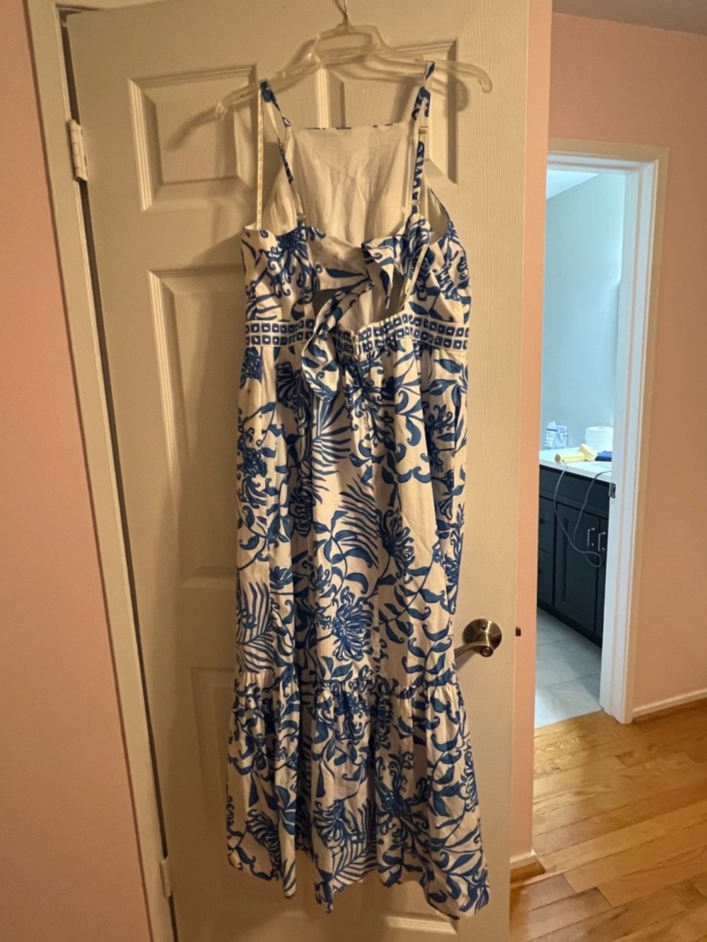 Lilly Pulitzer White Maxi Dress with Blue Floral Print - Picture 2 of 3